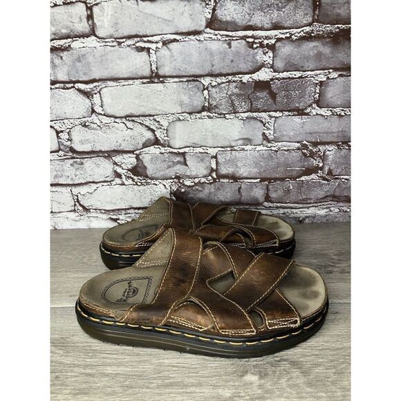 Vintage 90s DR. DOC MARTENS Brown Leather Fisherman Platform Sandals Men Sz 43EU - Picture 11 of 16